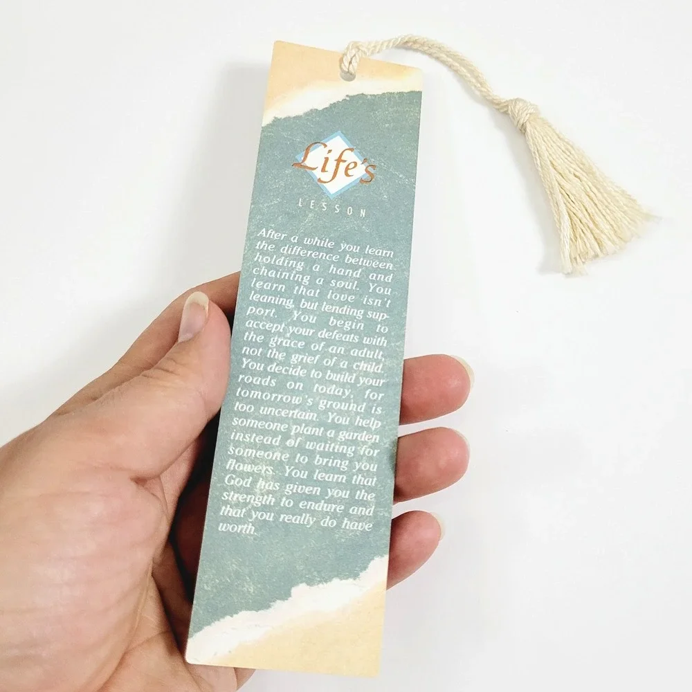 Vintage 90s Life's Lesson Bookmark cream tassel Inspirations 1993 Artworks PT101